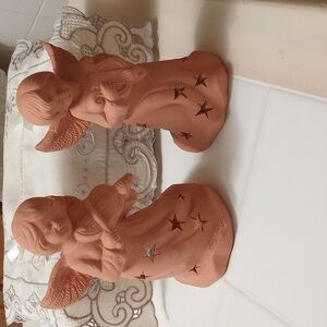 Terracotta Angel Figurines - Set of 2